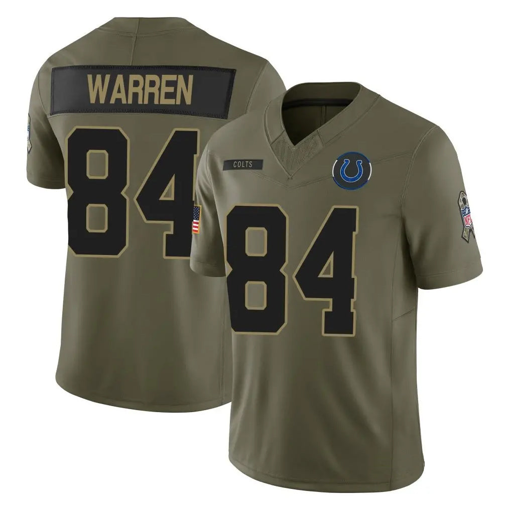 My Store IN.Colts #84 Tyler Warren Player Salute To Service Limited Olive Stitched Jerseys
