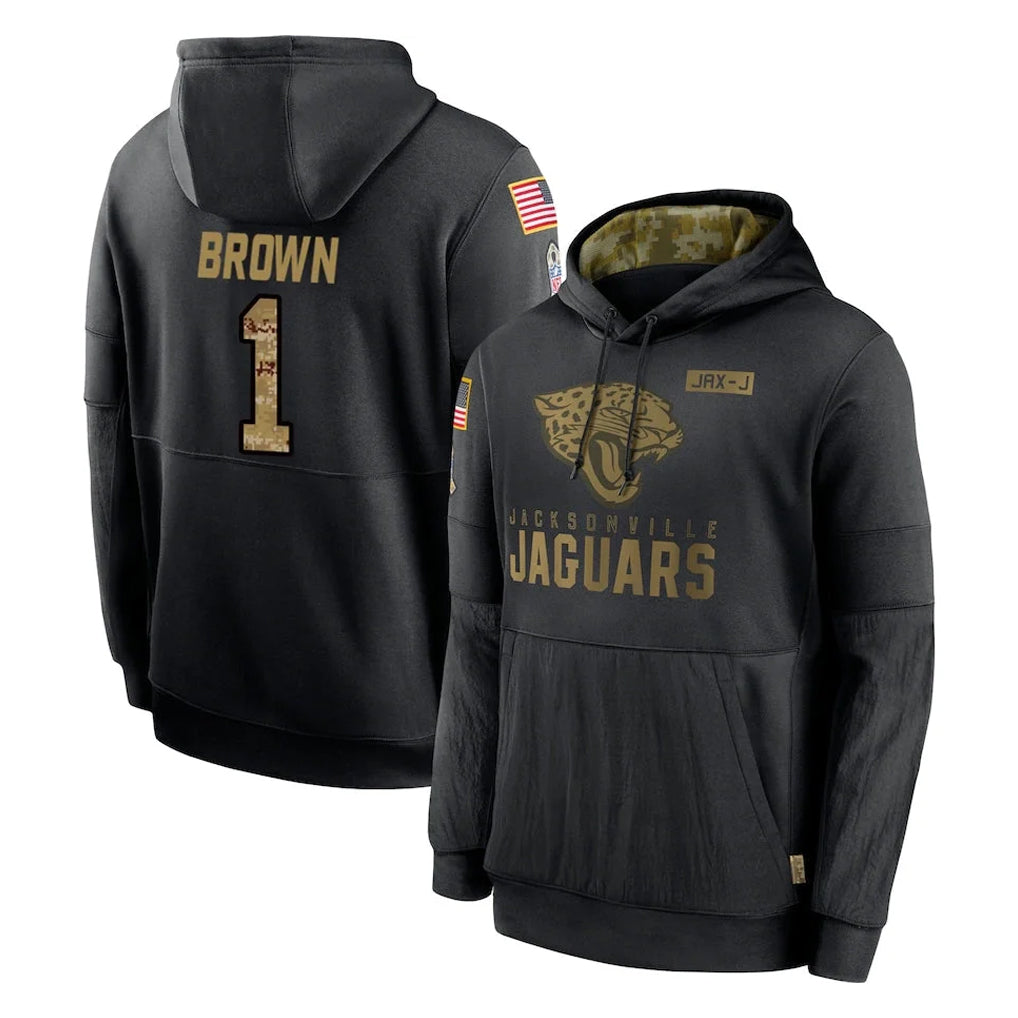My Store J.Jaguars #1 Montaric Brown Player Black Salute to Service Hoodies Limited Game Stitched Jerseys