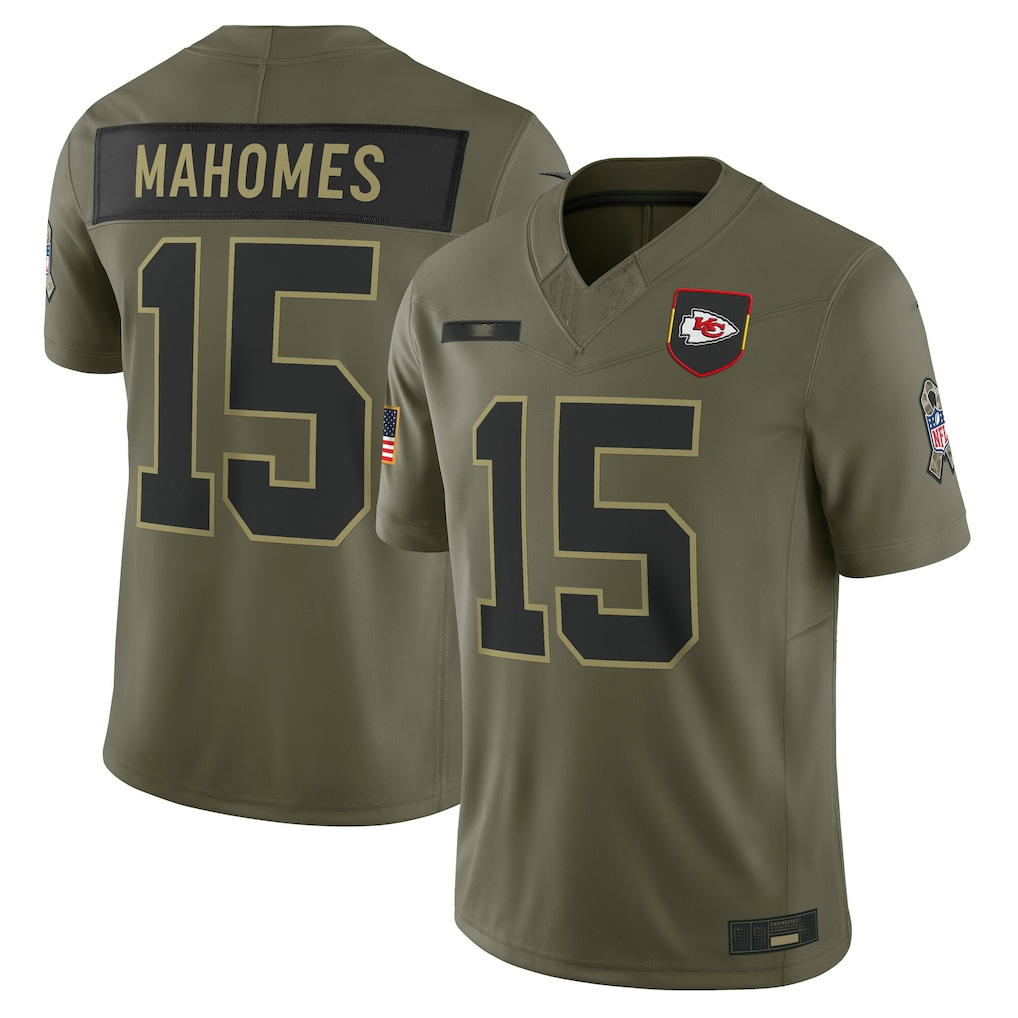 My Store KC.Chiefs #15 Patrick Mahomes Olive 2025 Salute to Service Limited Stitched Jerseys