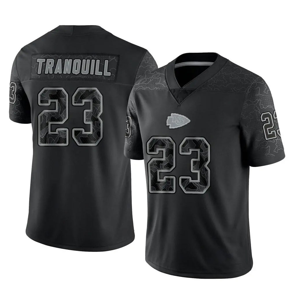 My Store KC.Chiefs #23 Drue Tranquill Player Black Limited Reflective Game Stitched Jerseys