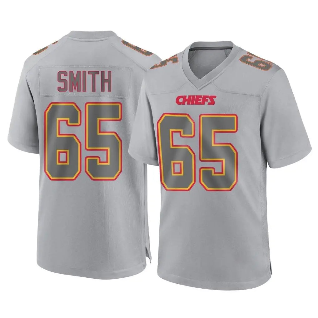 My Store KC.Chiefs #65 Trey Smith Player Gray Atmosphere Fashion Game Stitched Jerseys