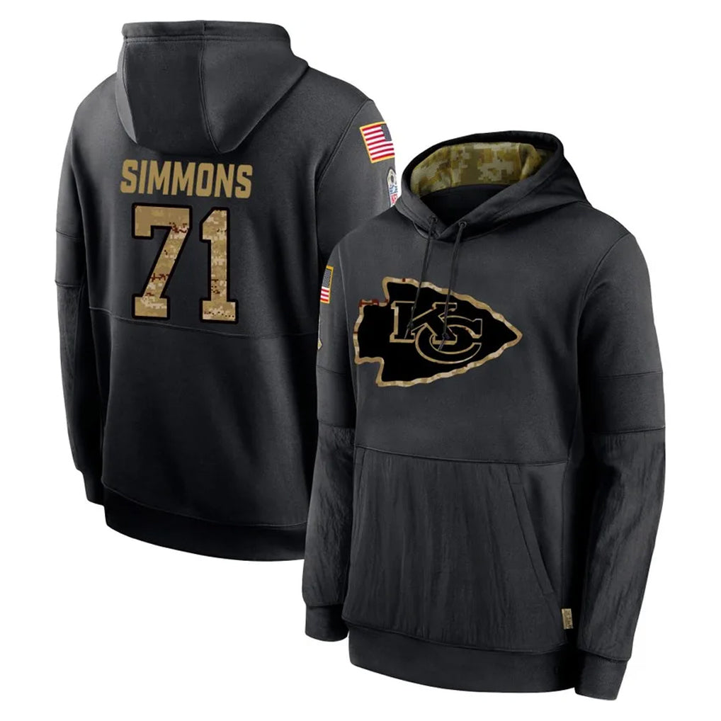 My Store KC.Chiefs #71 Josh Simmons Player Black Salute to Service Hoodies Limited Game Stitched Jerseys
