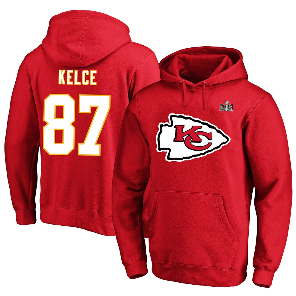 My Store KC.Chiefs #87 Travis Kelce Player Red Pullover Hoodies Football Jerseys