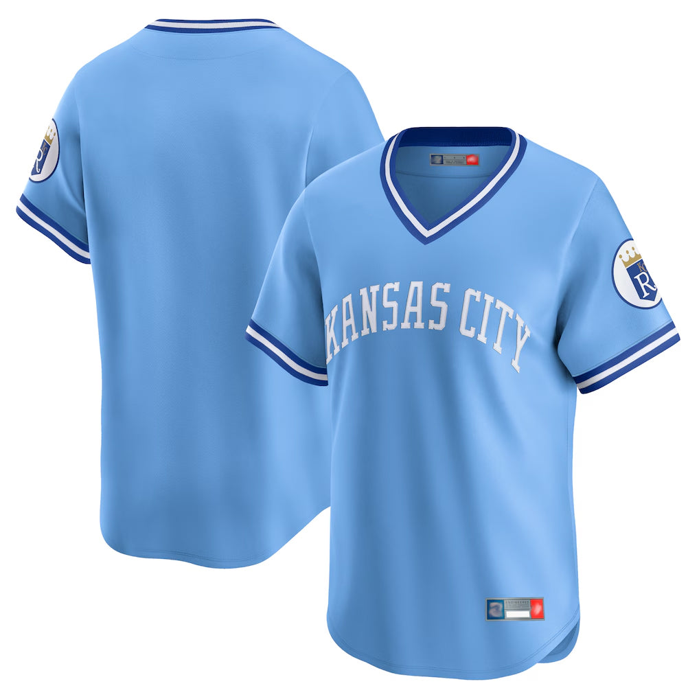 My Store KC.Royals Light Blue Limited Throwback Cooperstown Collection Blank Player T-shirt Stitched Jerseys