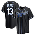 My Store KC.Royals #13 Salvador Perez Player Black Carbon Fashion Home Game Stitched Jerseys