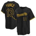 My Store KC.Royals #13 Salvador Perez Player Black Snake Skin City Game Stitched Jerseys