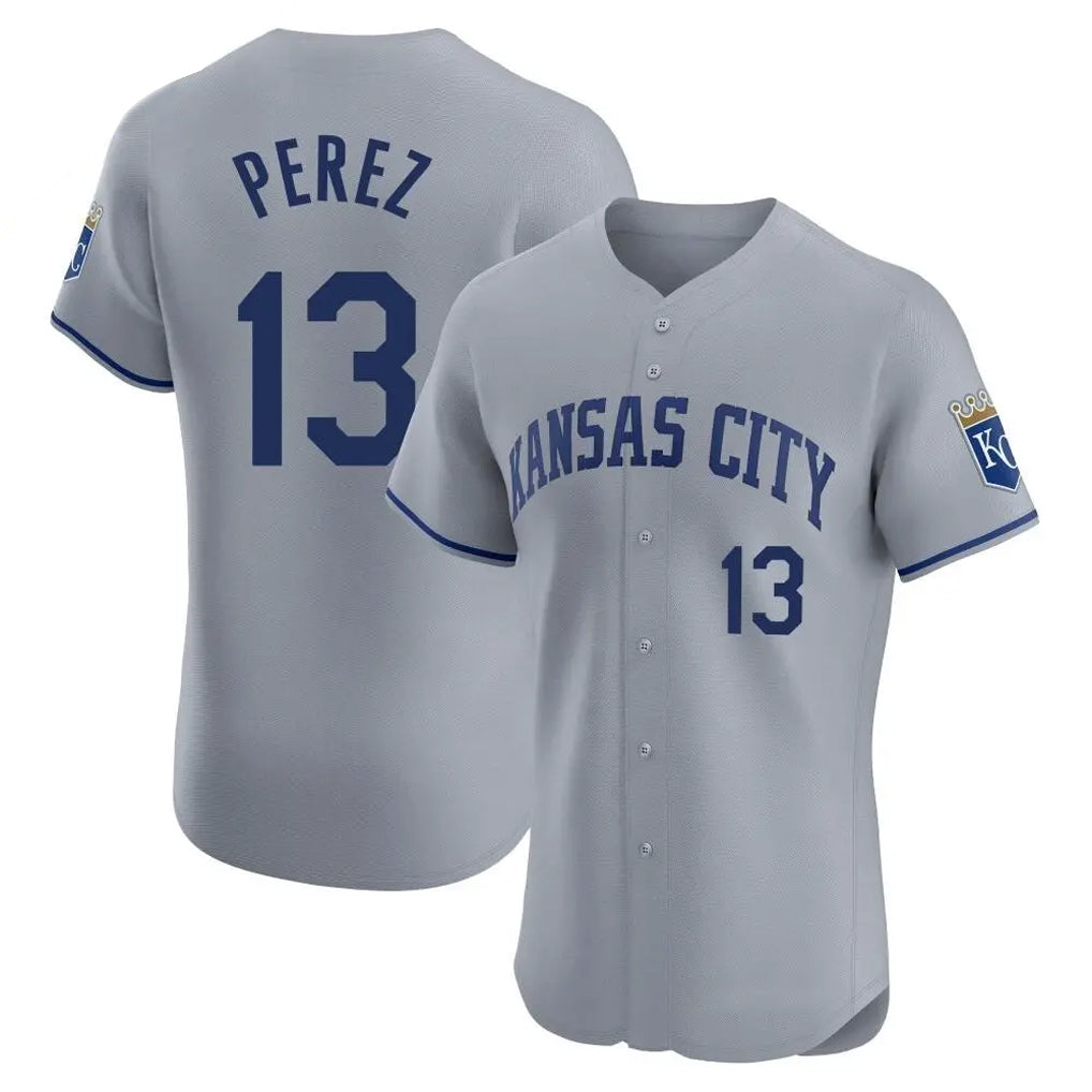 My Store KC.Royals #13 Salvador Perez Player Gray Limited Elite Home Stitched Jerseys