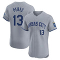 My Store KC.Royals #13 Salvador Perez Player Gray Limited Elite Home Stitched Jerseys
