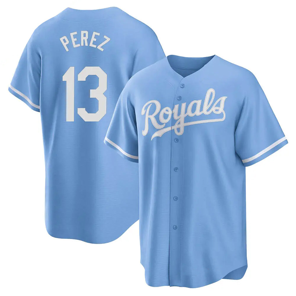 My Store KC.Royals #13 Salvador Perez Player Light Blue Home Game Stitched Jerseys