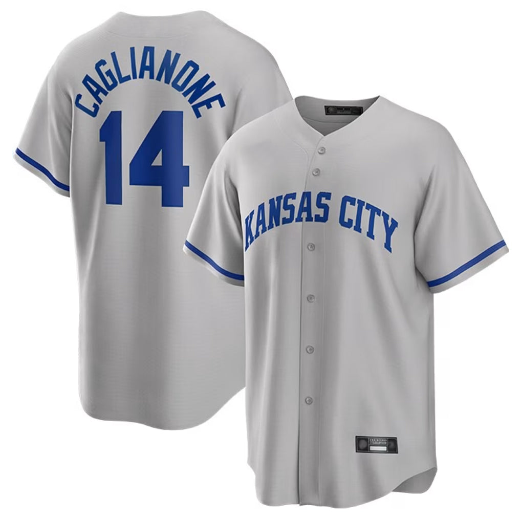 My Store KC.Royals #14 Jac Caglianone Player Gray Game Home Stitched Jerseys