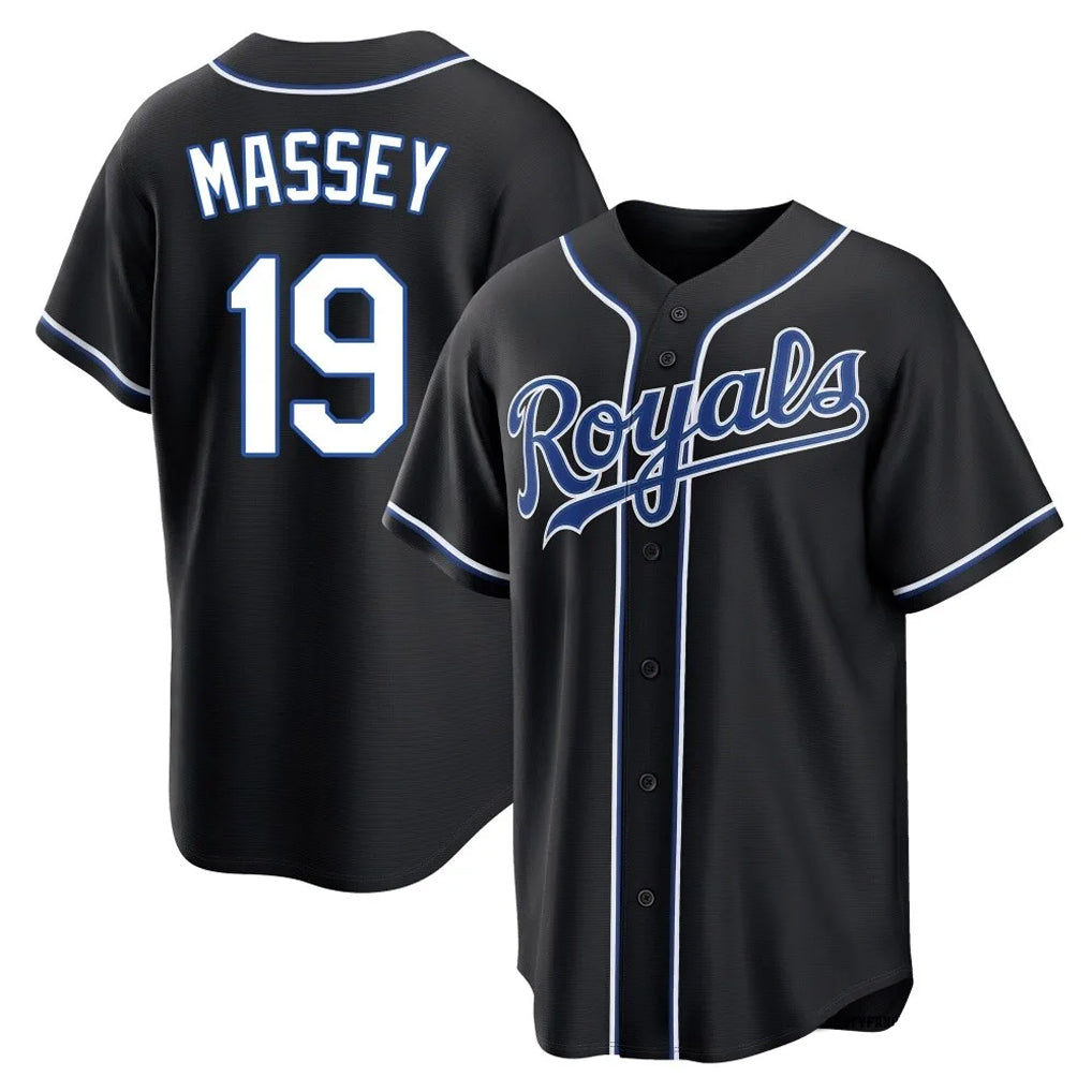 My Store KC.Royals #19 Michael Massey Player Black Carbon Fashion Home Game Stitched Jerseys