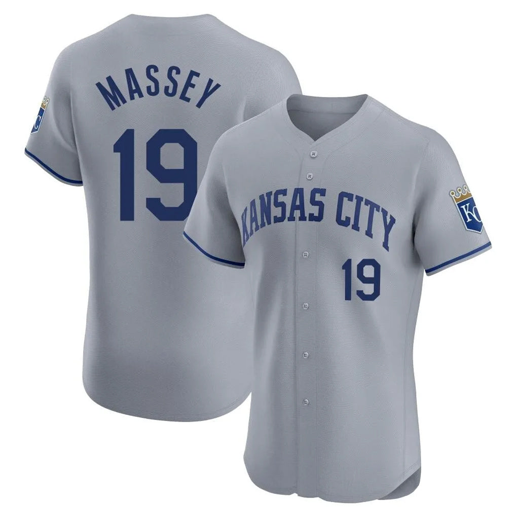 My Store KC.Royals #19 Michael Massey Player Gray Limited Elite Home Stitched Jerseys