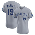 My Store KC.Royals #19 Michael Massey Player Gray Limited Elite Home Stitched Jerseys