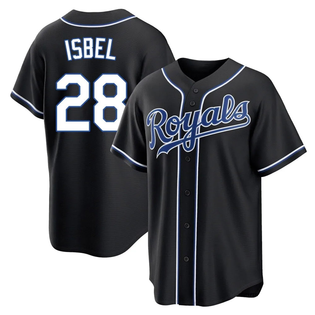 My Store KC.Royals #28 Kyle Isbel Player Black Carbon Fashion Home Game Stitched Jerseys