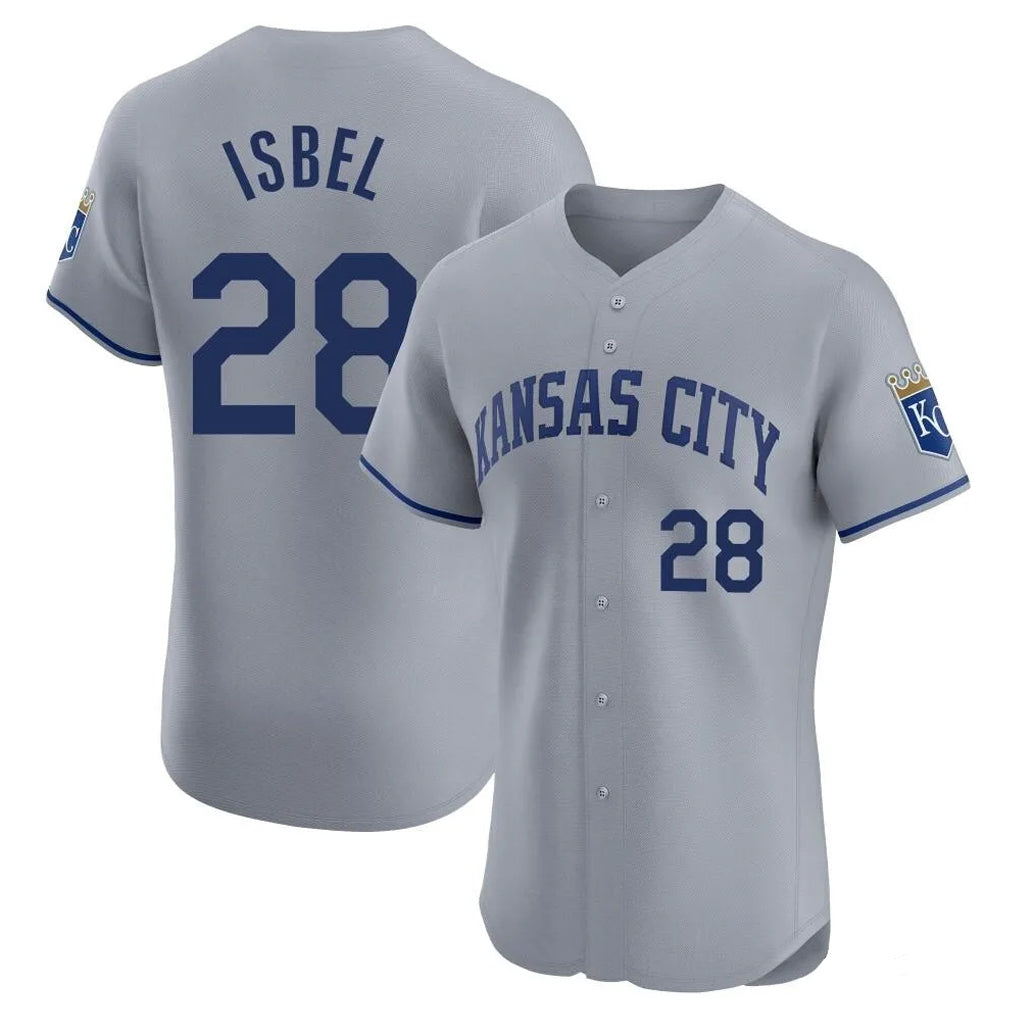 My Store KC.Royals #28 Kyle Isbel Player Gray Limited Elite Home Stitched Jerseys