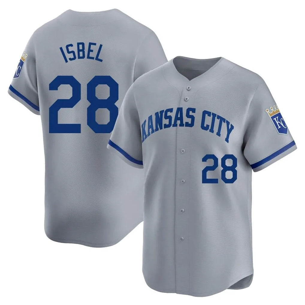 My Store KC.Royals #28 Kyle Isbel Player Gray Limited Home Stitched Jerseys