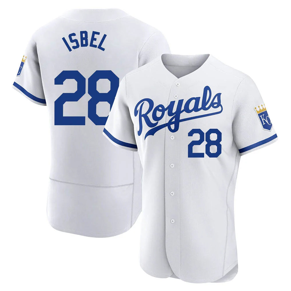 My Store KC.Royals #28 Kyle Isbel Player White Limited Elite Home Game Stitched Jerseys