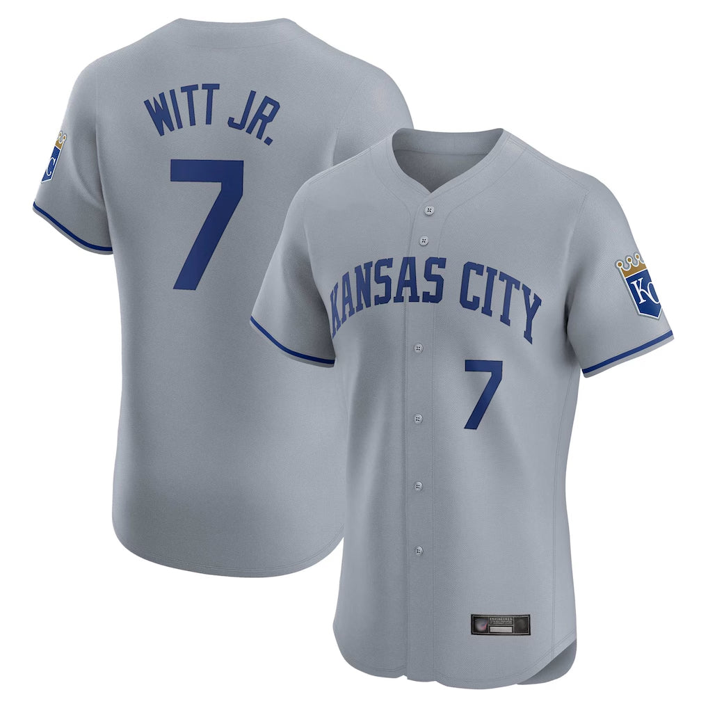My Store KC.Royals #7 Bobby Witt Jr. Player Gray Limited Elite Home Stitched Jerseys