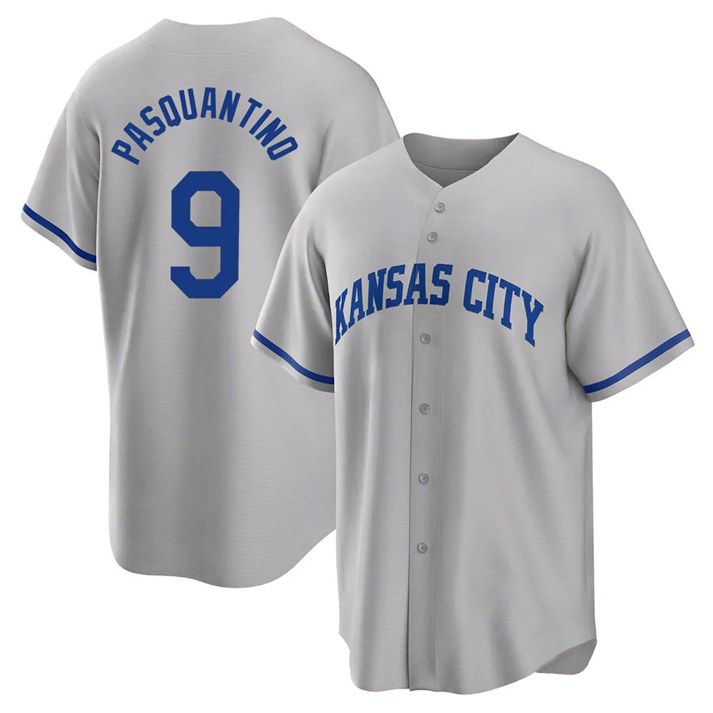 My Store KC.Royals #9 Vinnie Pasquantino Player Gray Game Home Stitched Jerseys