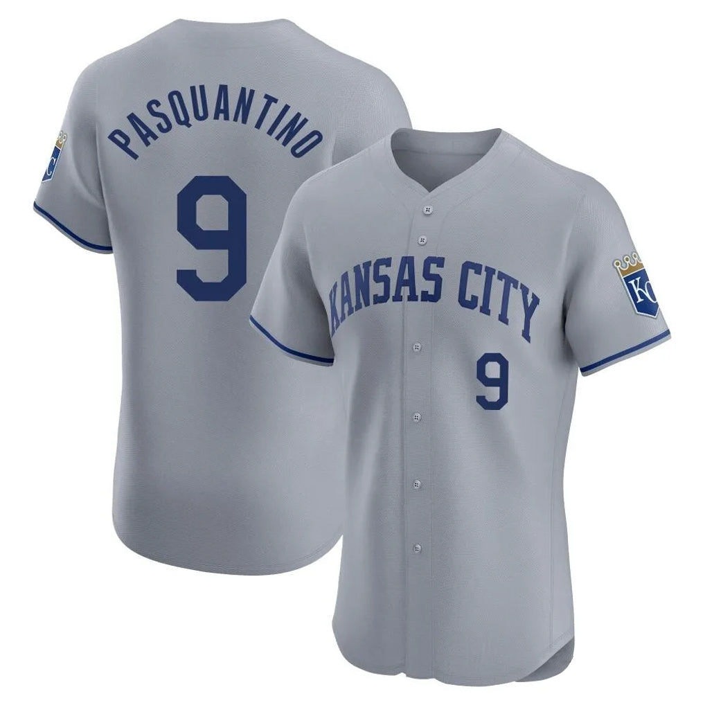 My Store KC.Royals #9 Vinnie Pasquantino Player Gray Limited Elite Home Stitched Jerseys