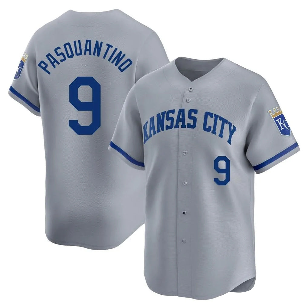 My Store KC.Royals #9 Vinnie Pasquantino Player Gray Limited Home Stitched Jerseys