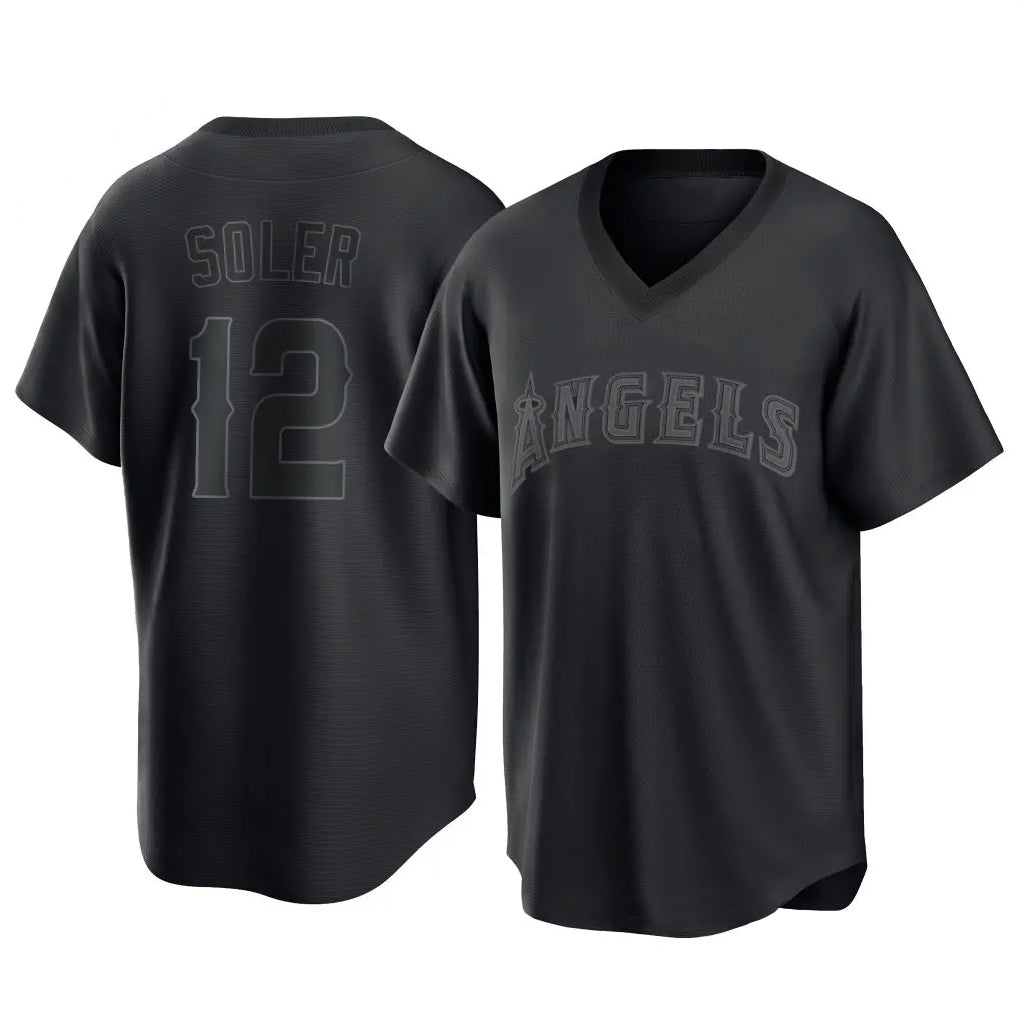 My Store LA.Angels #12 Jorge Soler Player Black Pitch Fashion T-shirt Stitched Jerseys