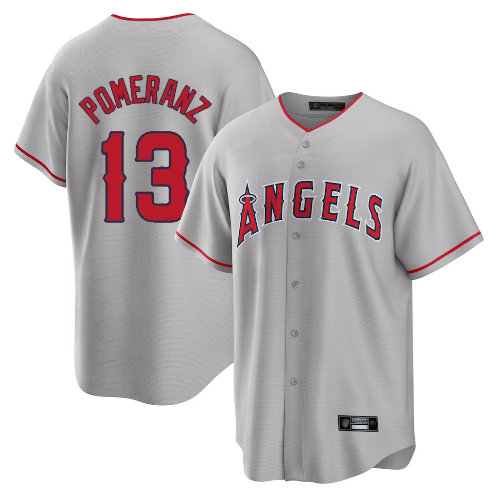 My Store LA.Angels #13 Drew Pomeranz Player Gray Home Game Stitched Jerseys