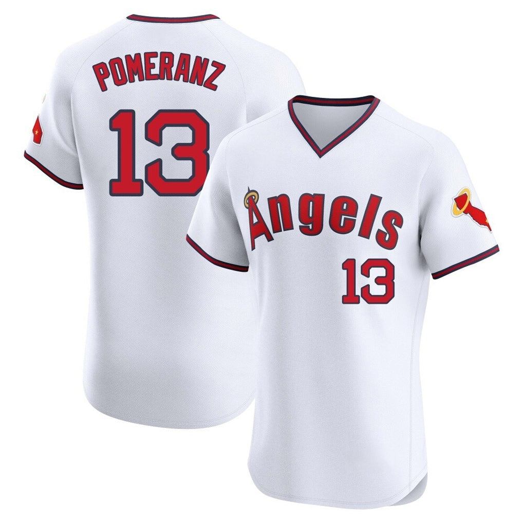 My Store LA.Angels #13 Drew Pomeranz Player White T-shirt Home Limited Elite Stitched Jerseys