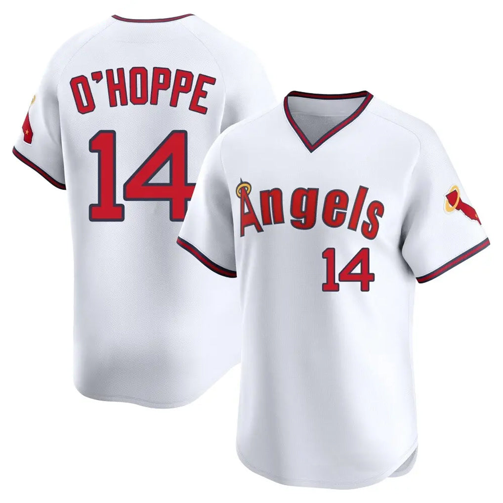 My Store LA.Angels #14 Logan O'Hoppe Player White T-shirt Home Limited Elite Stitched Jerseys