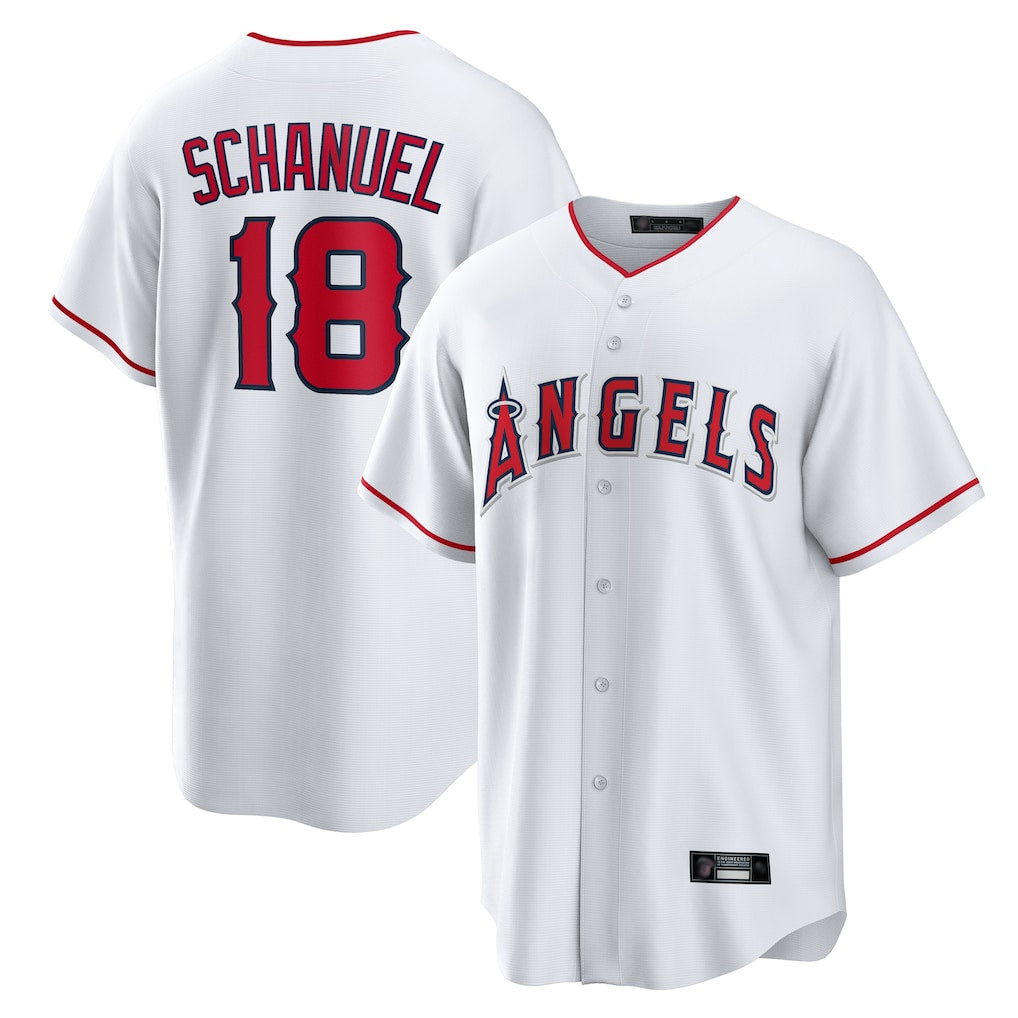 My Store LA.Angels #18 Nolan Schanuel Player White Home Game Stitched Jerseys