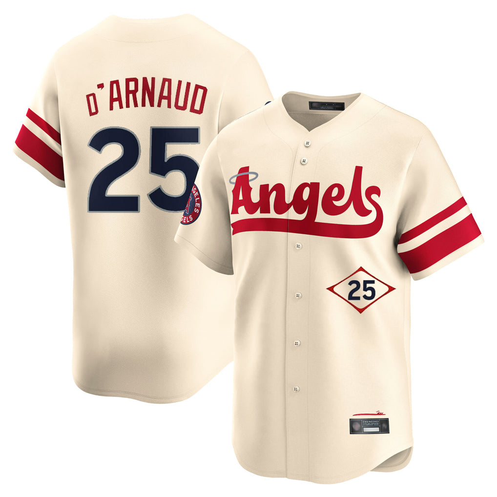 My Store LA.Angels #25 Travis d'Arnaud Player Cream City Connect Limited Home Stitched Jerseys