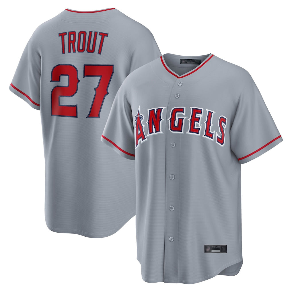 My Store LA.Angels #27 Mike Trout Player Gray Home Game Stitched Jerseys