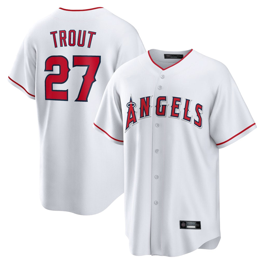 My Store LA.Angels #27 Mike Trout Player White Home Game Stitched Jerseys