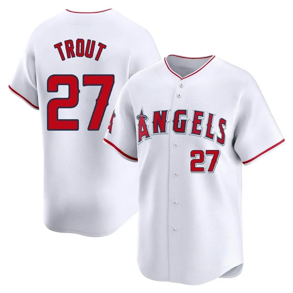 My Store LA.Angels #27 Mike Trout Player White Limited Home Stitched Jerseys