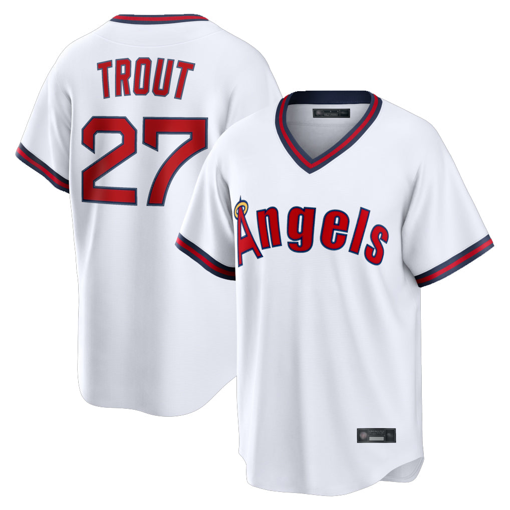 My Store LA.Angels #27 Mike Trout Player White T-shirt Home Game Stitched Jerseys