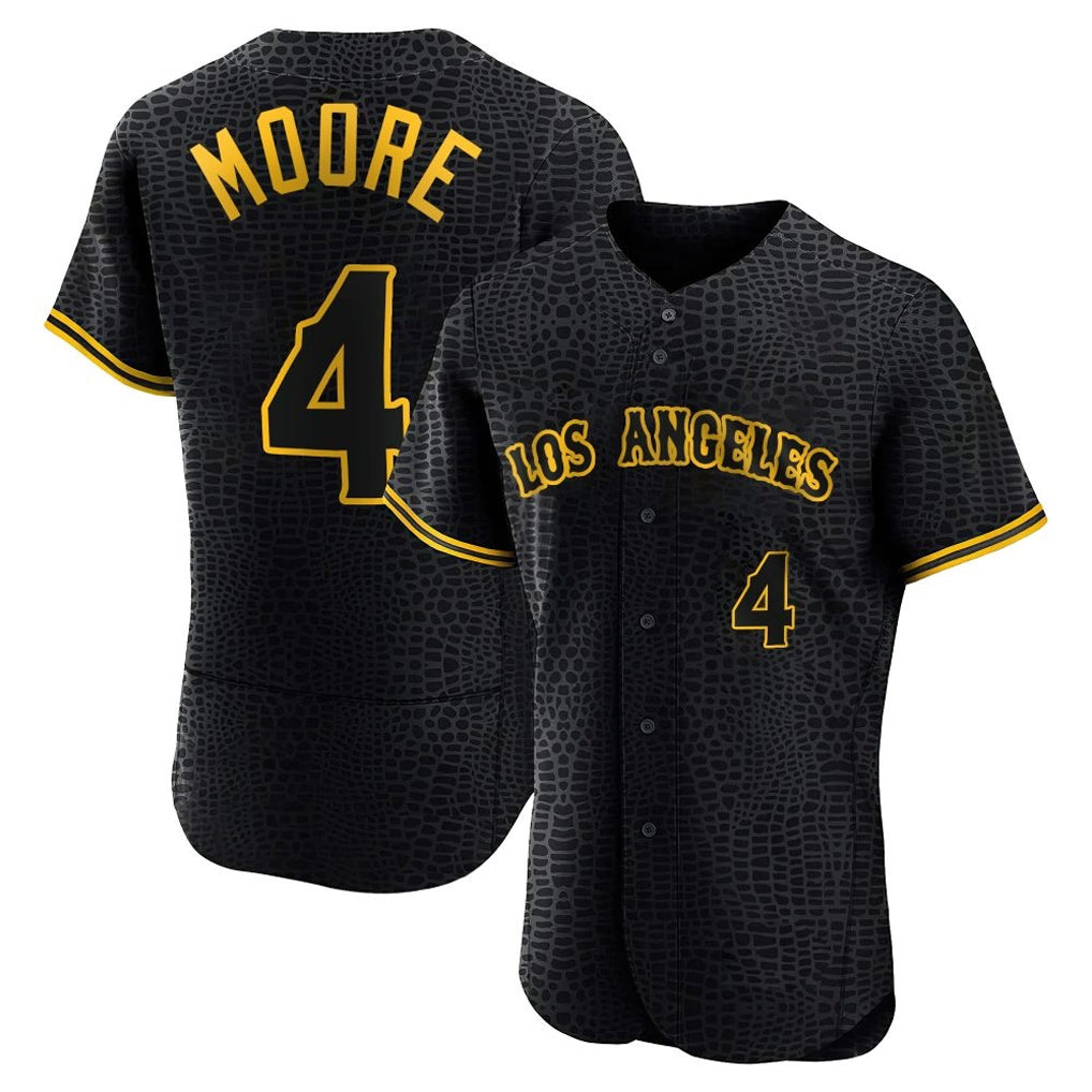 My Store LA.Angels #4 Christian Moore Player Black Snake Skin City Limited Elite Home Stitched Jerseys