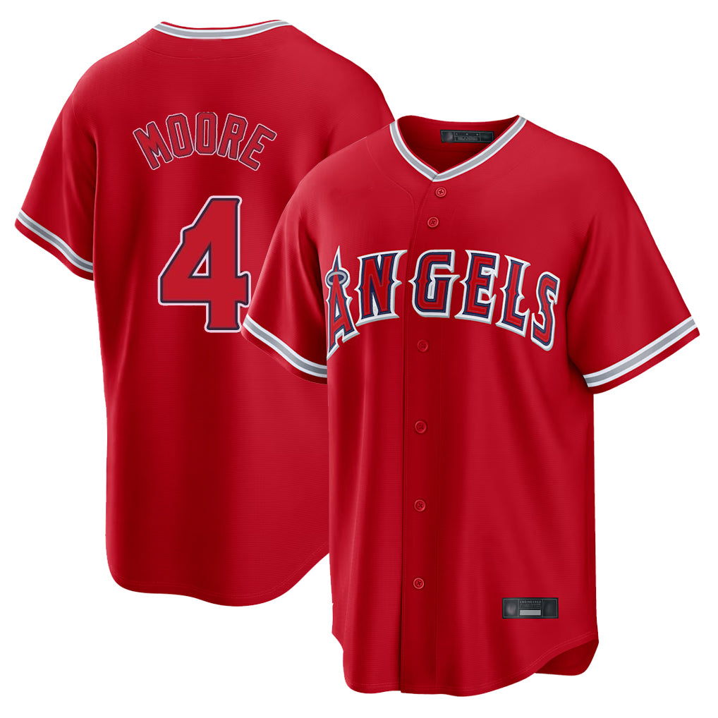 My Store LA.Angels #4 Christian Moore Player Red Home Game Stitched Jerseys