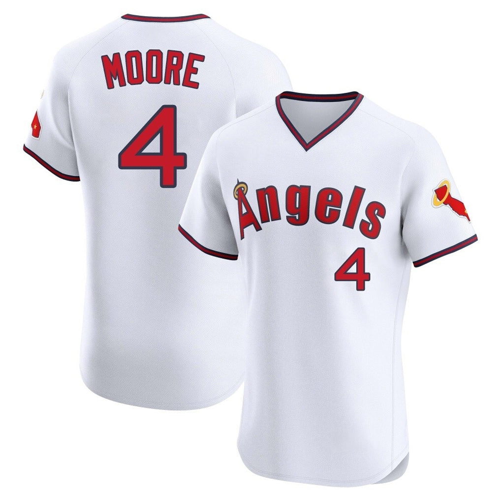 My Store LA.Angels #4 Christian Moore Player White T-shirt Home Limited Elite Stitched Jerseys