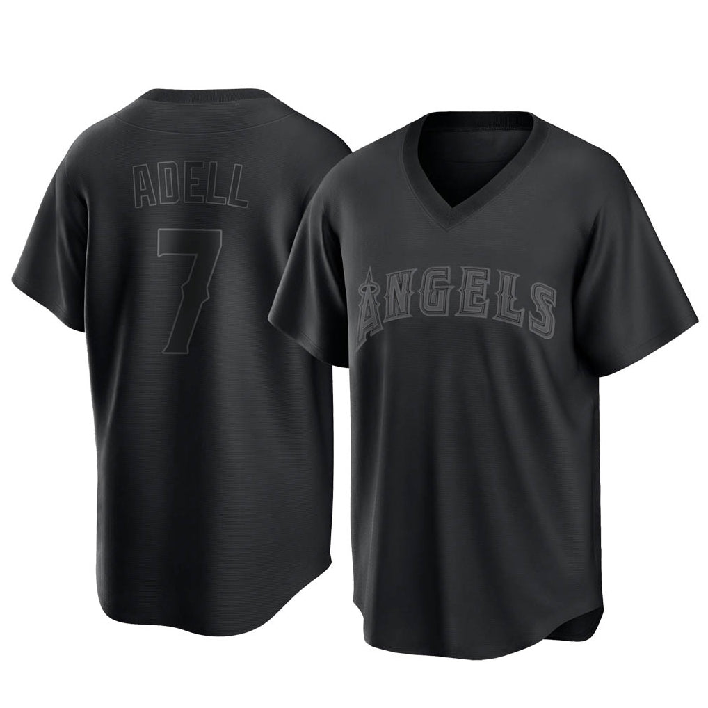 My Store LA.Angels #7 Jo Adell Player Black Pitch Fashion T-shirt Stitched Jerseys