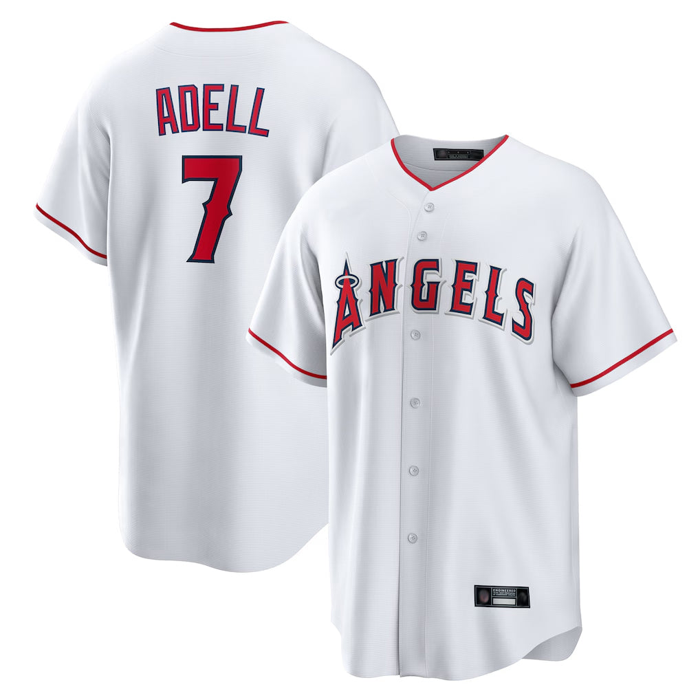 My Store LA.Angels #7 Jo Adell Player White Home Game Stitched Jerseys