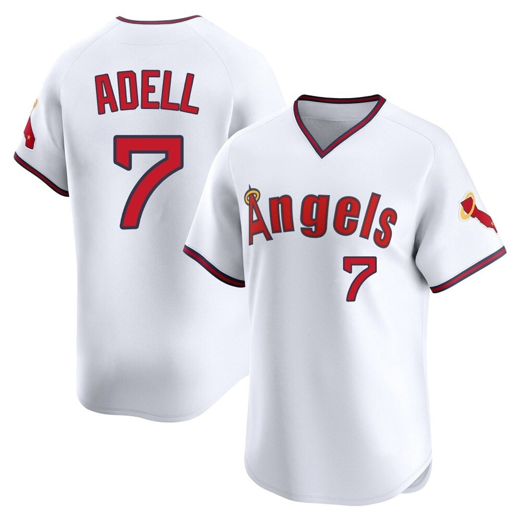 My Store LA.Angels #7 Jo Adell Player White T-shirt Home Limited Stitched Jerseys