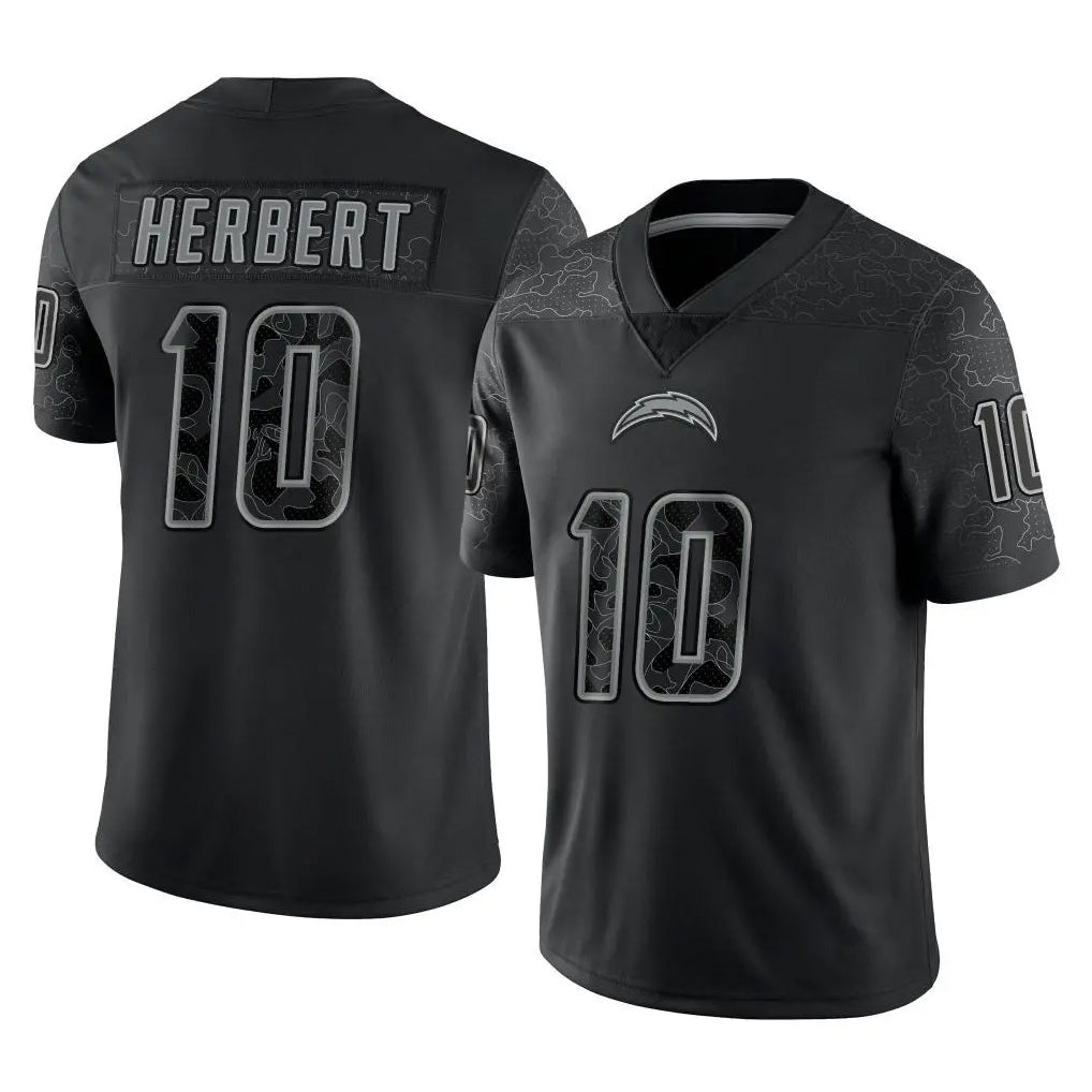 My Store LA.Chargers #10 Justin Herbert Player Black Limited Reflective Home Game Stitched Jerseys