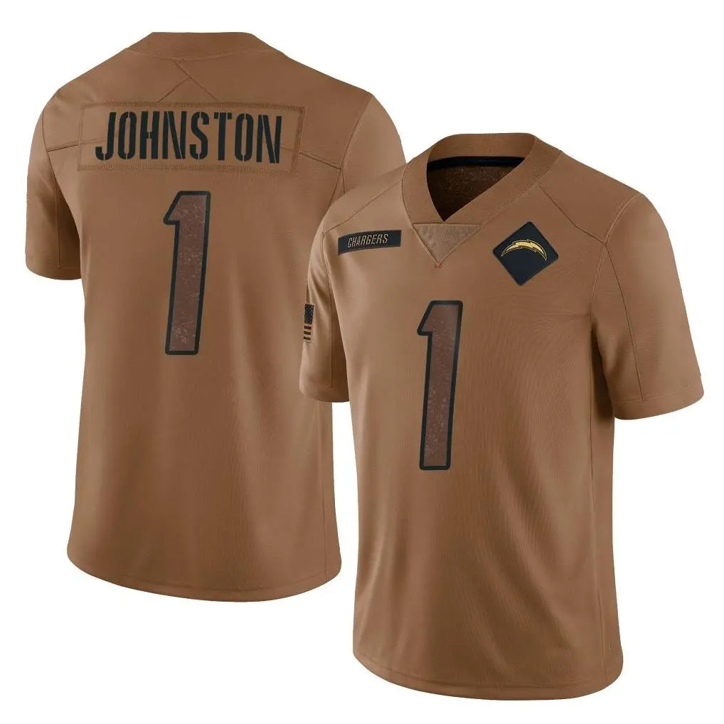 My Store  LA.Chargers #1 Quentin Johnston Player Brown Salute To Service Limited Stitched Jerseys