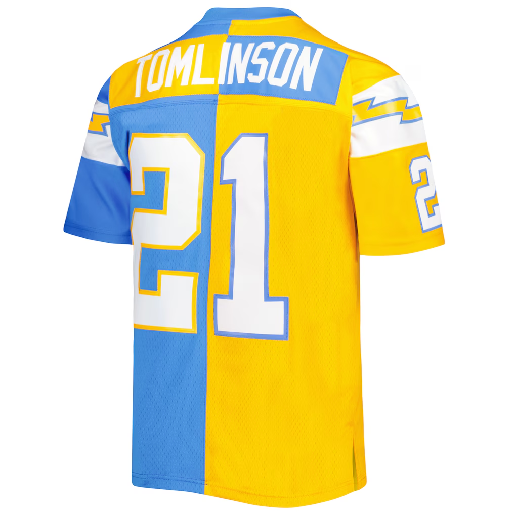 My Store LA.Chargers #21 LaDainian Tomlinson Mitchell & Ness Powder BlueGold 2002 Split Legacy Replica Stitched Jerseys