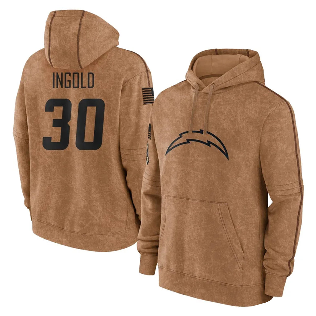 My Store LA.Chargers #30 Alec Ingold Player Brown Salute to Service Hoodies Limited Game Stitched Jerseys
