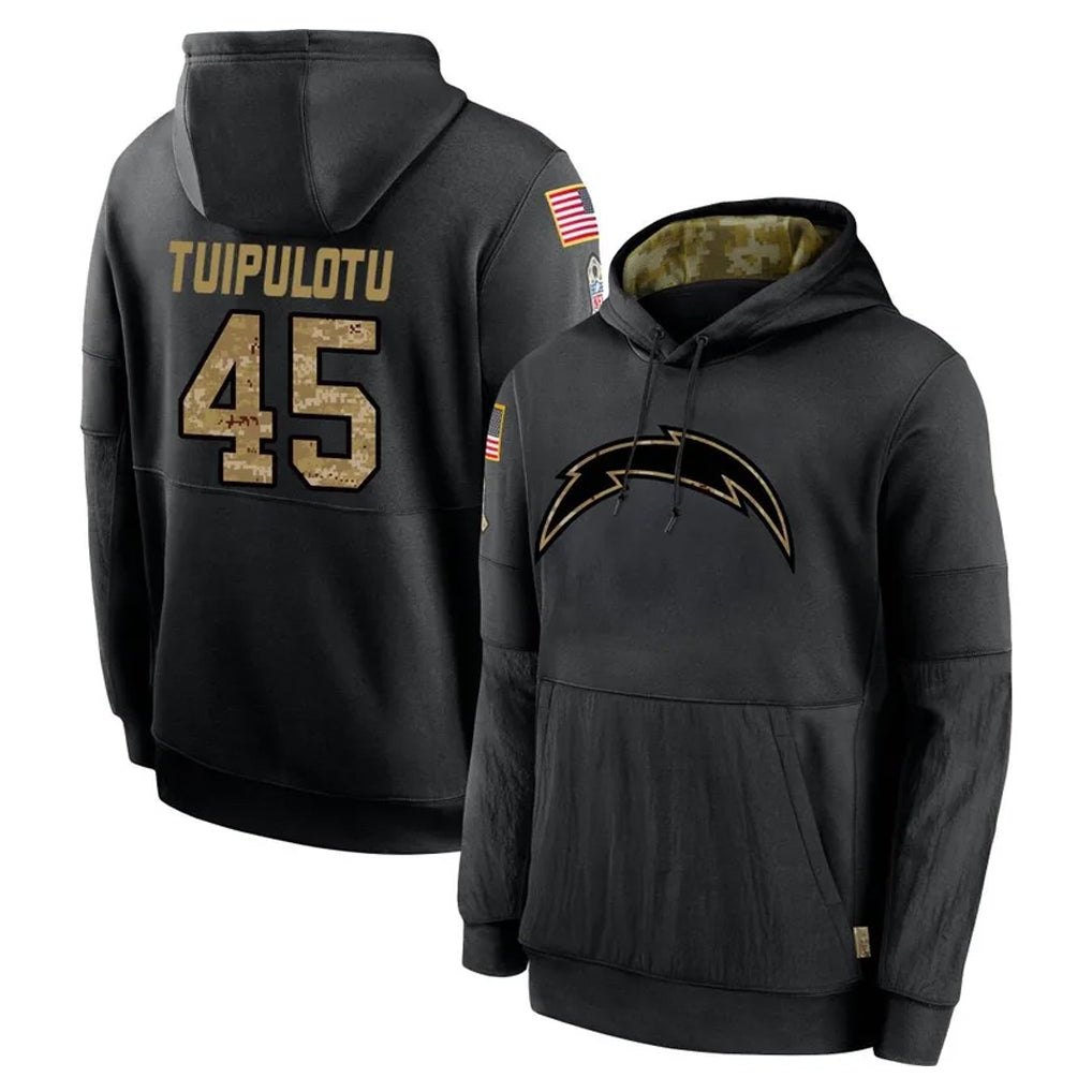 My Store LA.Chargers #45 Tuli Tuipulotu Player Black Salute to Service Hoodies Limited Game Stitched Jerseys