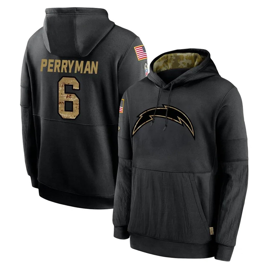 My Store LA.Chargers #6 Denzel Perryman Player Black Salute to Service Hoodies Limited Game Stitched Jerseys