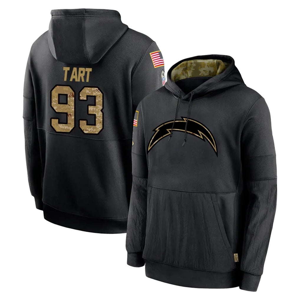 My Store LA.Chargers #93 Teair Tart Player Black Salute to Service Hoodies Limited Game Stitched Jerseys