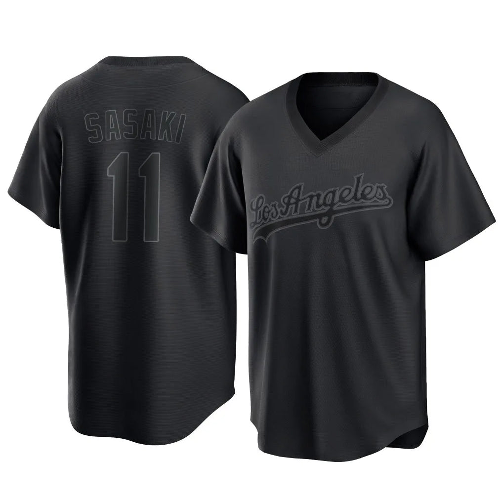 My Store LA.Dodgers #11 Roki Sasaki Player Black Pitch Fashion T-shirt Stitched Jerseys