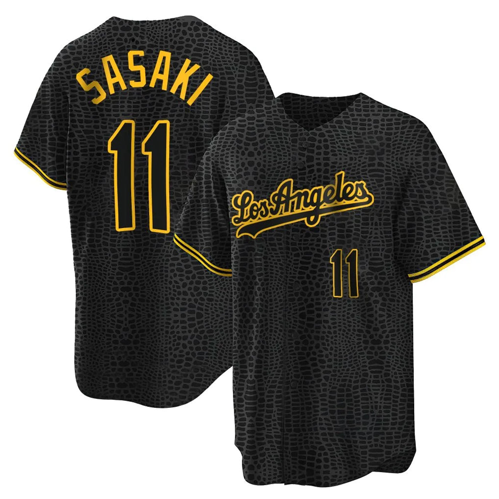 My Store LA.Dodgers #11 Roki Sasaki Player Black Snake Skin City Game Home Stitched Jerseys